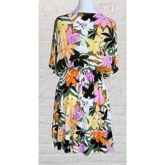 Cupshe Marlen Floral Ruffle Tie Front Mini Dress Sz M Summer Bohemian Hippie - Picture 4 of 10